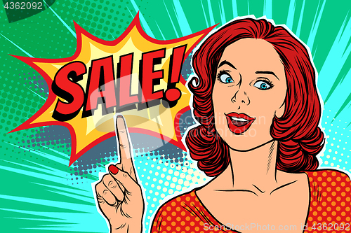Image of sale text pop art woman