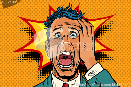 Image of pop art panic face man funny