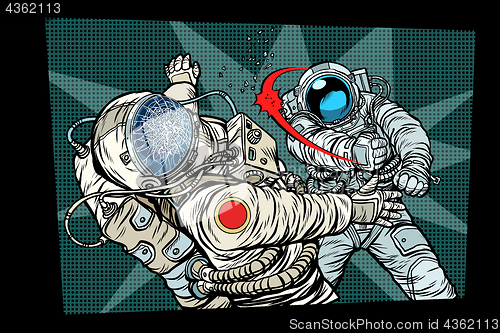 Image of two cosmonauts fight the space war