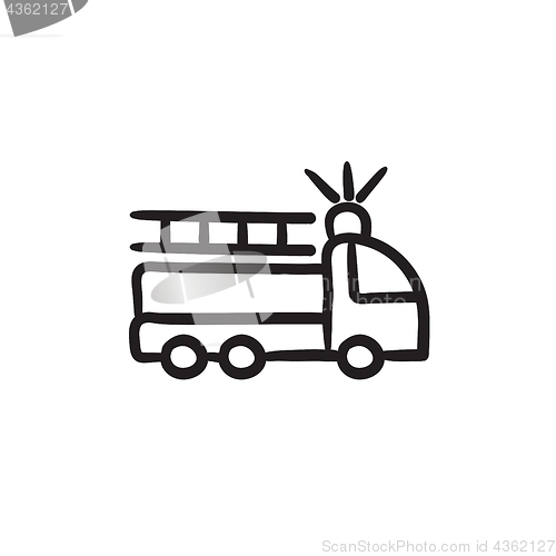 Image of Fire truck sketch icon.