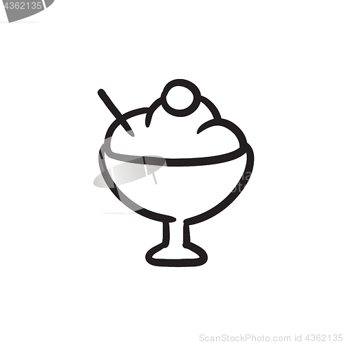 Image of Cup of ice cream sketch icon.