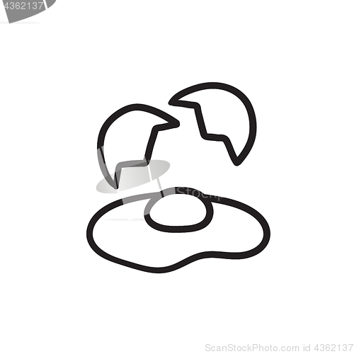 Image of Broken egg and shells sketch icon.