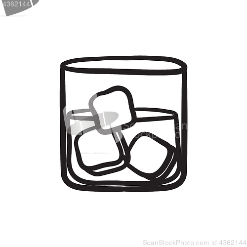 Image of Glass of water with ice sketch icon.