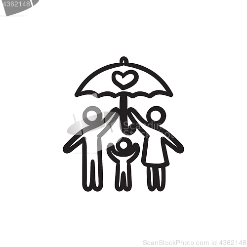 Image of Family insurance sketch icon.