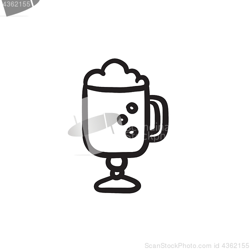 Image of Glass mug with foam sketch icon.