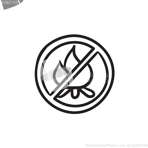 Image of No fire sign sketch icon.