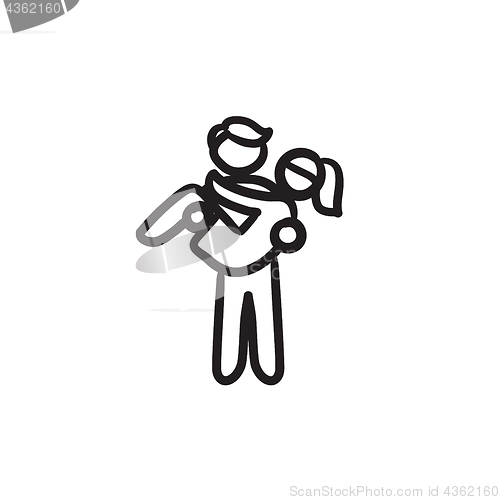 Image of Man carrying his girlfriend sketch icon.