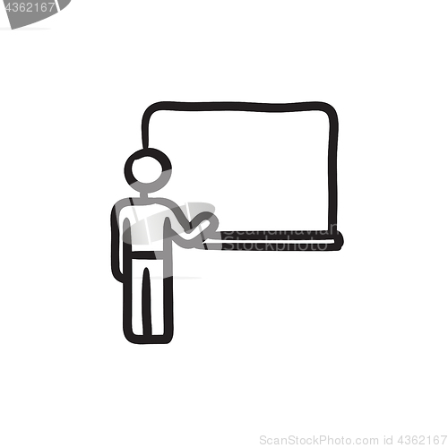 Image of Professor pointing at blackboard sketch icon.