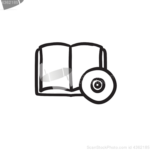 Image of Audiobook and cd disc sketch icon.