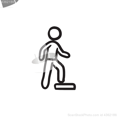 Image of Man doing step exercise sketch icon.