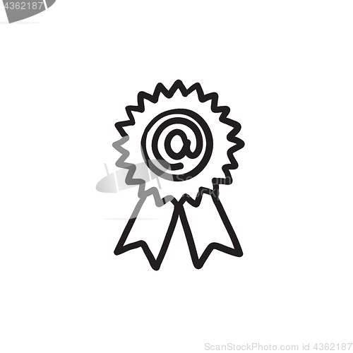 Image of Award with at sign sketch icon.