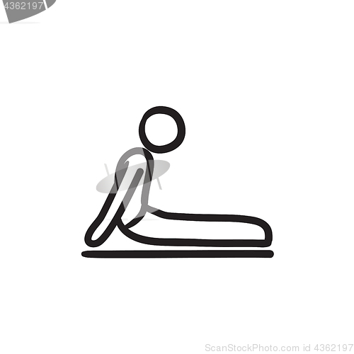 Image of Man practicing yoga sketch icon.