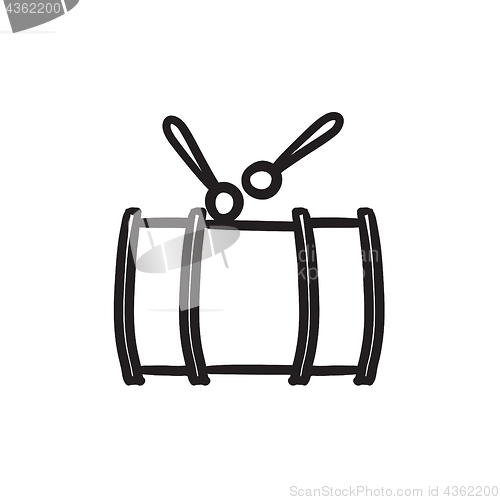 Image of Drum with sticks sketch icon.