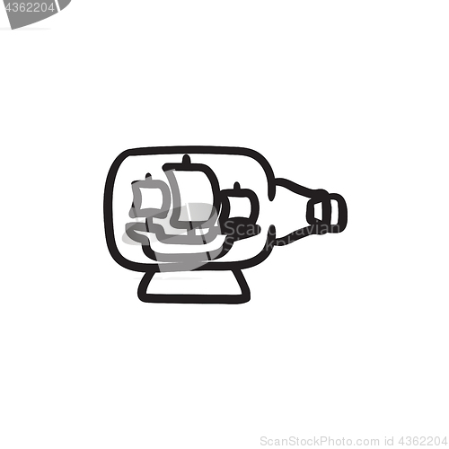 Image of Ship inside bottle sketch icon.