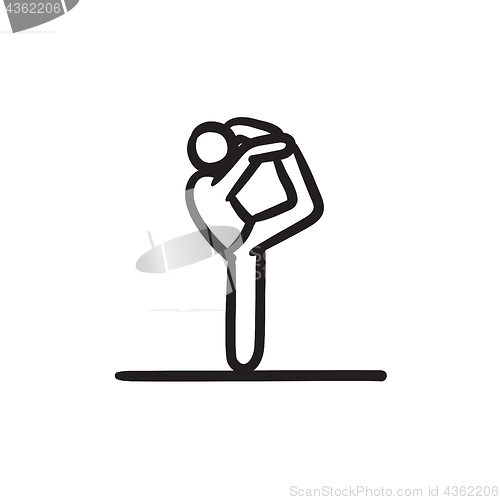 Image of Man practicing yoga sketch icon.