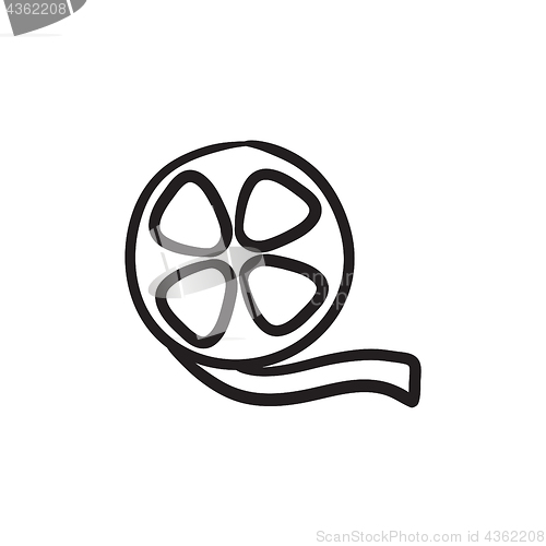 Image of Film reel sketch icon.