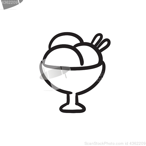 Image of Cup of an ice cream sketch icon.