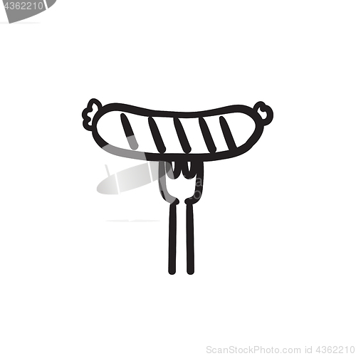 Image of Sausage on fork sketch icon.