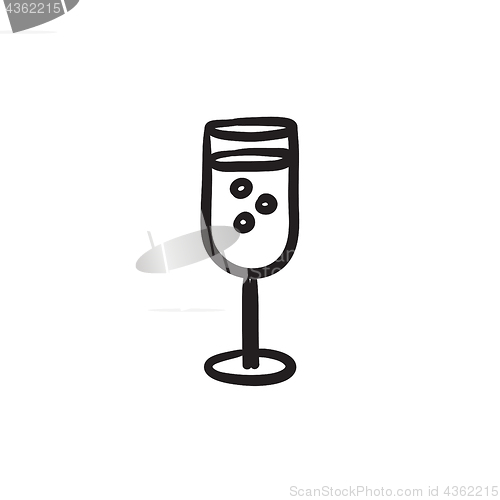 Image of Glass of champagne sketch icon.