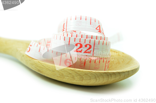 Image of White measurement tape with wooden spoon