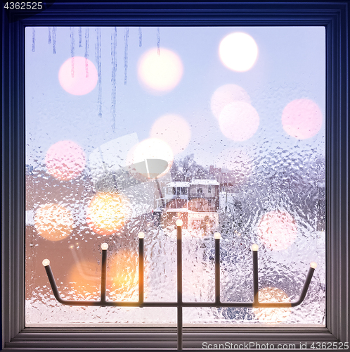 Image of Lights on a frosted window