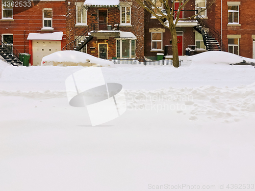 Image of Urban winter street after snowstorm