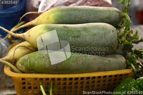 Image of Fresh radish for cooking in market