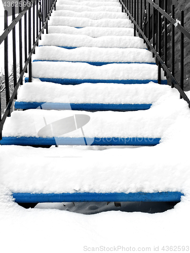 Image of Townhouse staircase after snowstorm