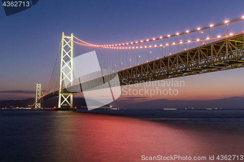 Image of Akashi Kaikyo Bridge at evening