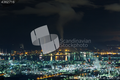Image of Mizushima coastal industrial area in Japan at night