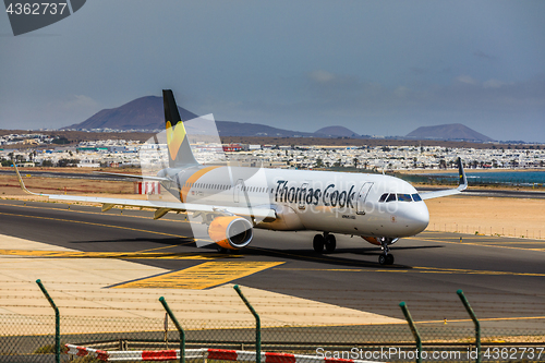 Image of ARECIFE, SPAIN - APRIL, 15 2017: AirBus A321 of Thomas Cook with