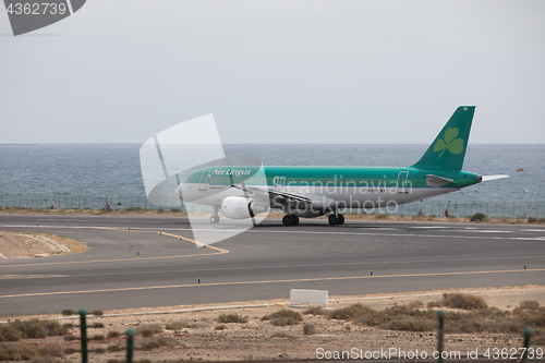 Image of ARECIFE, SPAIN - APRIL, 15 2017: AirBus A320 of Aer Lingus at La