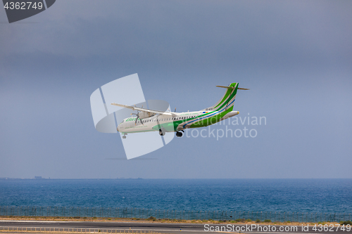 Image of ARECIFE, SPAIN - APRIL, 16 2017: ATR 72 of Binter with the regis