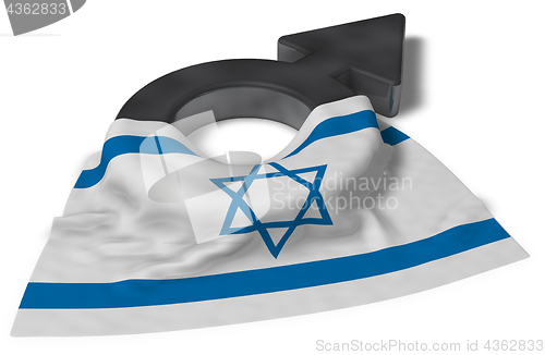 Image of mars symbol and flag of israel - 3d rendering