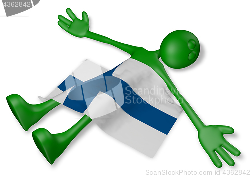 Image of dead cartoon guy and flag of finland - 3d illustration