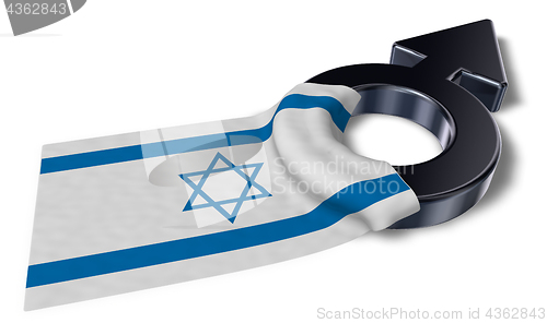 Image of mars symbol and flag of israel - 3d rendering