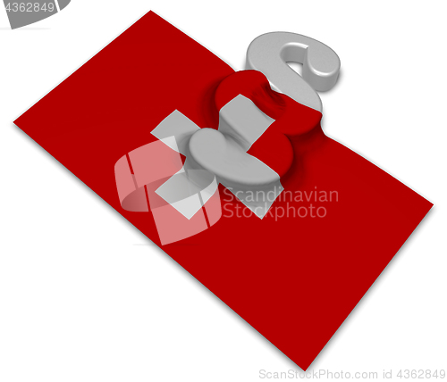 Image of paragraph symbol and flag of switzerland - 3d rendering