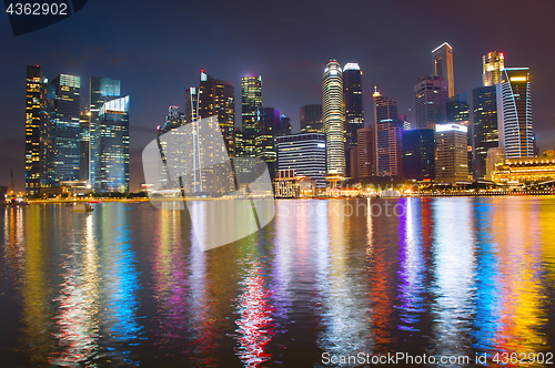 Image of Singapore business center night skyline