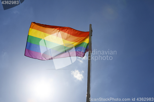 Image of Rainbow flag on a flagpole