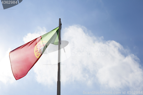 Image of National flag of Portugal on a flagpole