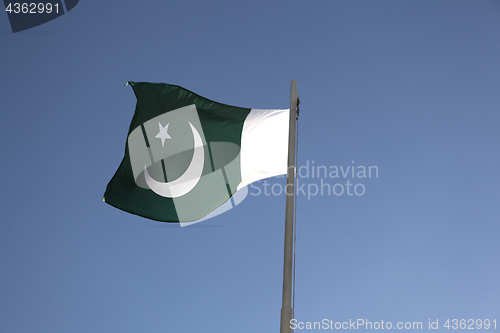 Image of National flag of Pakistan on a flagpole