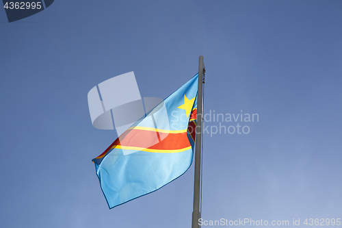 Image of National flag of Congo on a flagpole