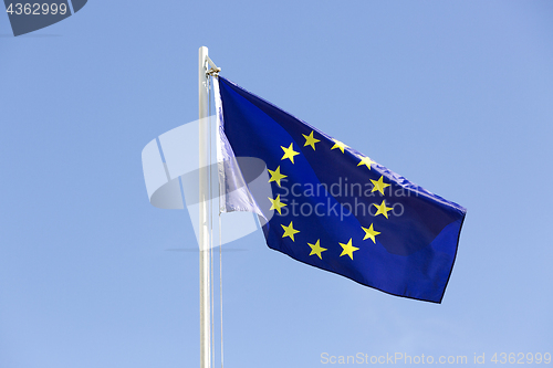 Image of Flag of European Union on a flagpole