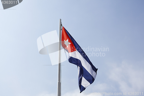 Image of National flag of Cuba on a flagpole