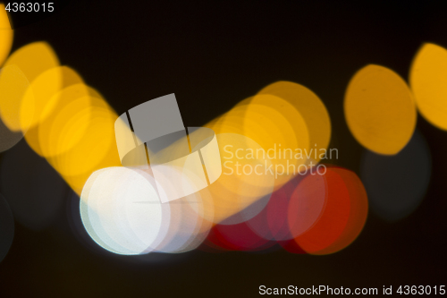 Image of Colorful bokeh on black background