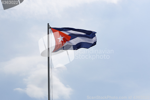 Image of National flag of Cuba on a flagpole