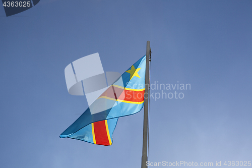 Image of National flag of Congo on a flagpole