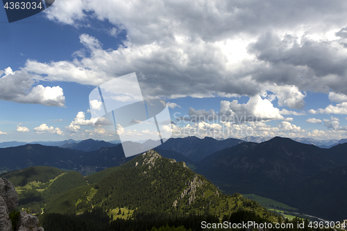 Image of Panorama view from mountain Teufelstaettkopf in Bavarian Alps, G