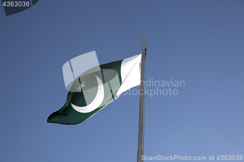 Image of National flag of Pakistan on a flagpole