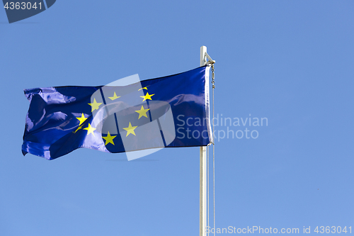 Image of Flag of European Union on a flagpole